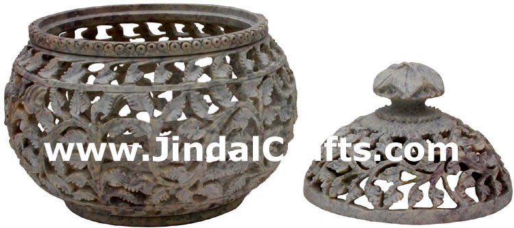 Hand Carved Marble Decorative Box Indian Art