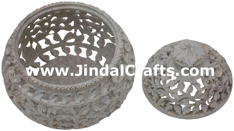 Hand Carved Marble Decorative Box Indian Art