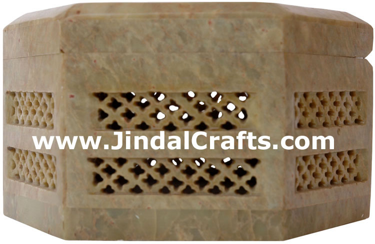 Hand Carved Marble Jewelry Box Indian Art