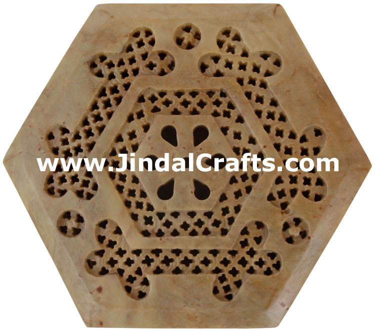 Hand Carved Marble Jewelry Box Indian Art