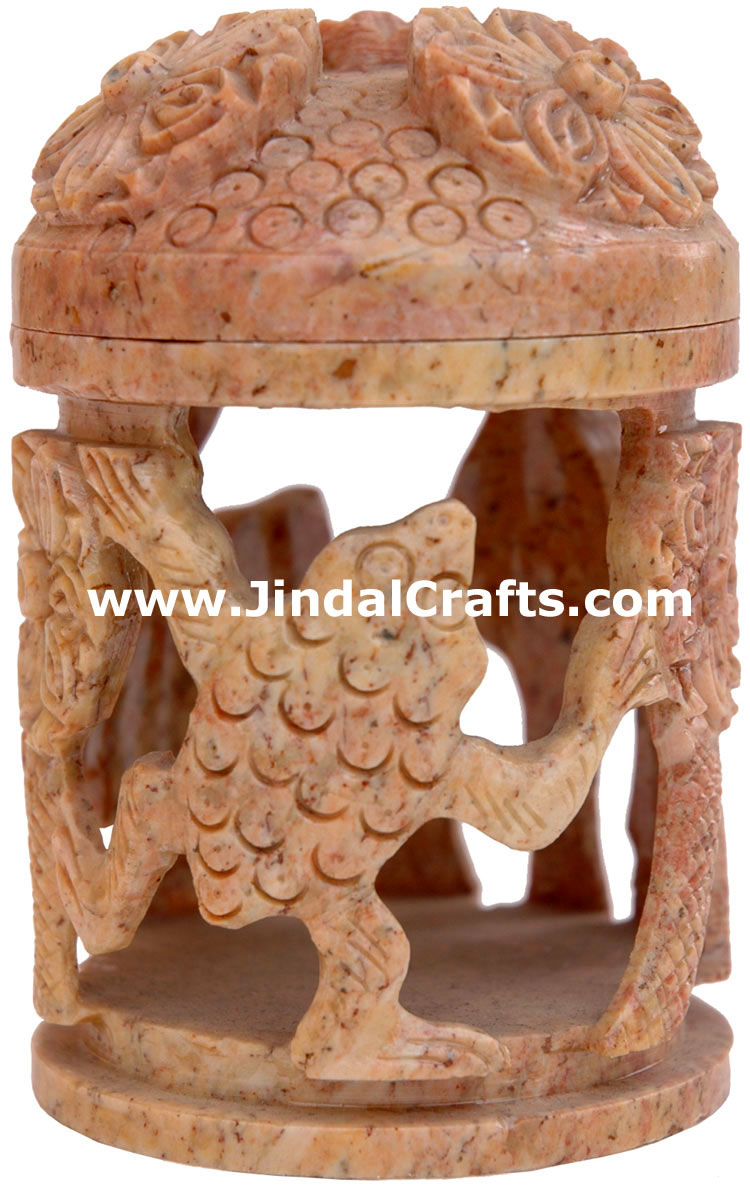 Hand Carved Marble Decorative Box Indian Art