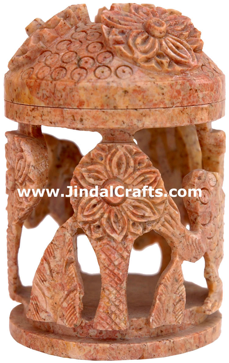 Hand Carved Marble Decorative Box Indian Art