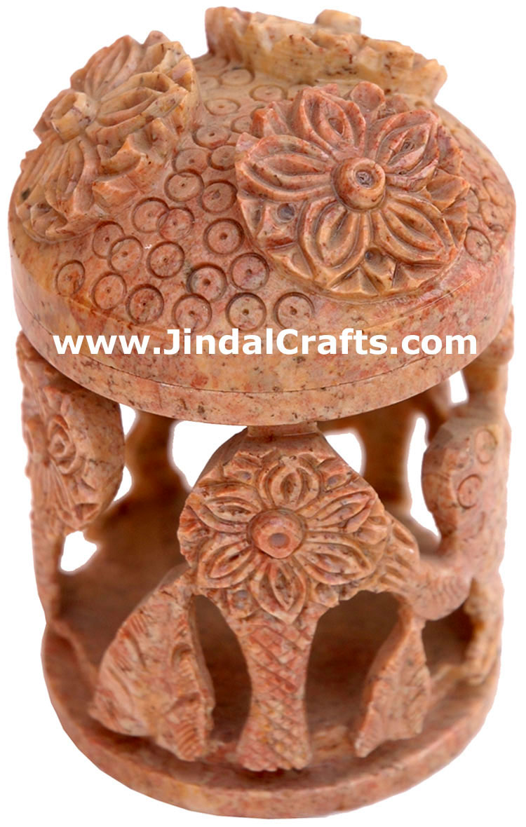 Hand Carved Marble Decorative Box Indian Art