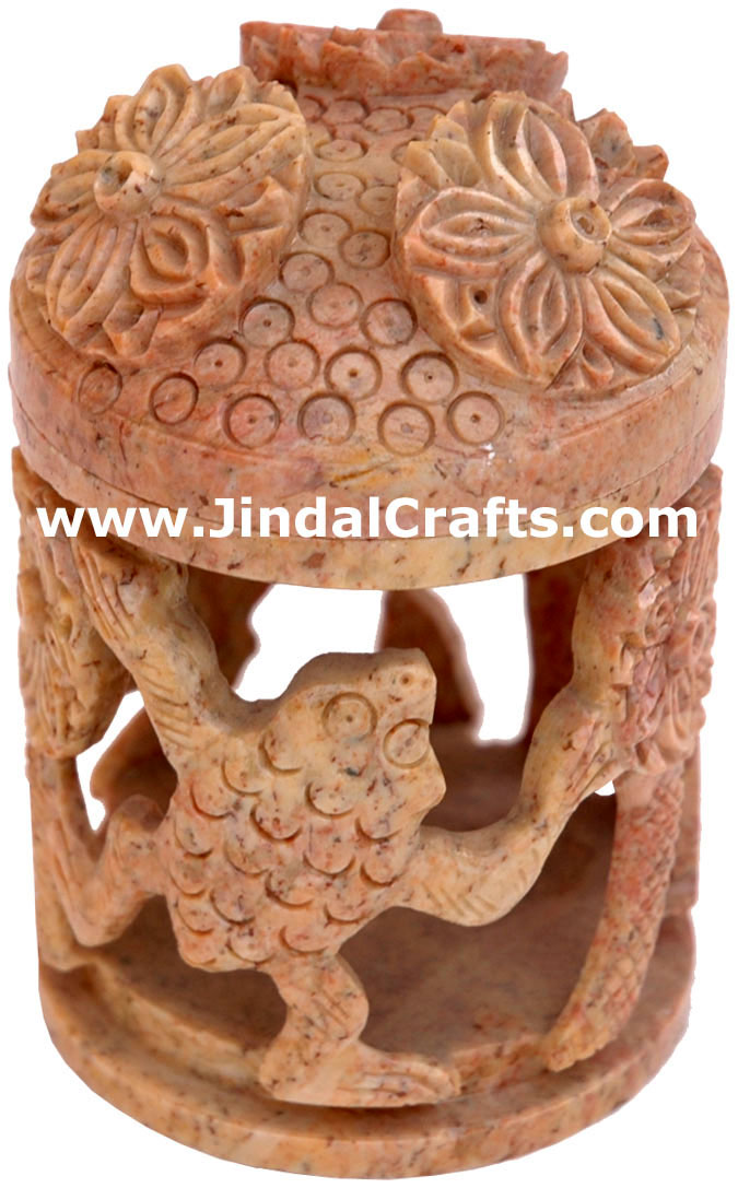 Hand Carved Marble Decorative Box Indian Art