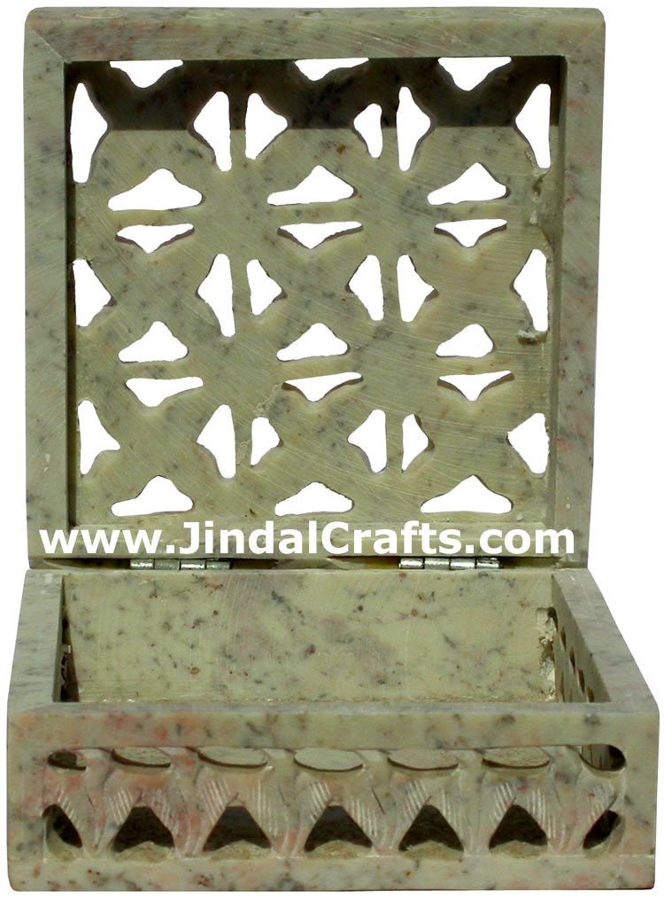 Hand Carved Marble Decorative Box Indian Art