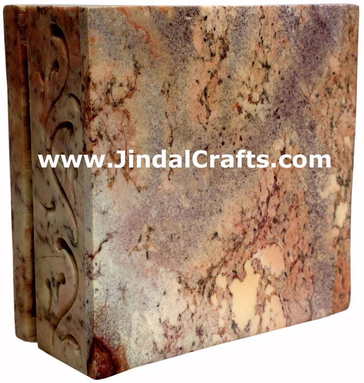 Hand Carved Stone Jewelry Multi Purpose Jaali Design Box Indian Handicrafts Arts