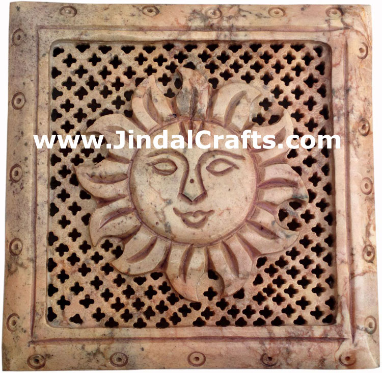 Hand Carved Stone Jewelry Multi Purpose Jaali Design Box Indian Handicrafts Arts