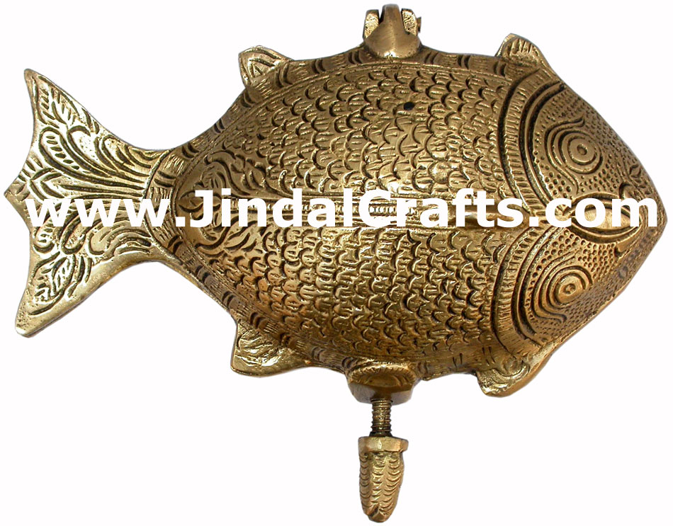 Brass Made Multi Purpose Box Fish Decor Box Traditional Tribal Design Handicraft
