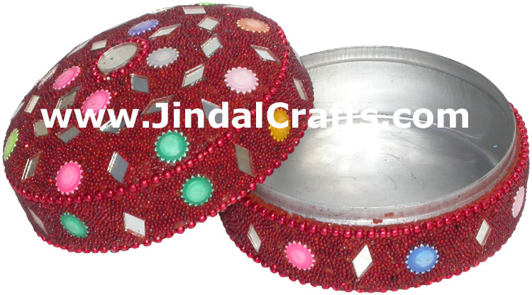 Set of 3 Handmade Trinket Boxes India Art