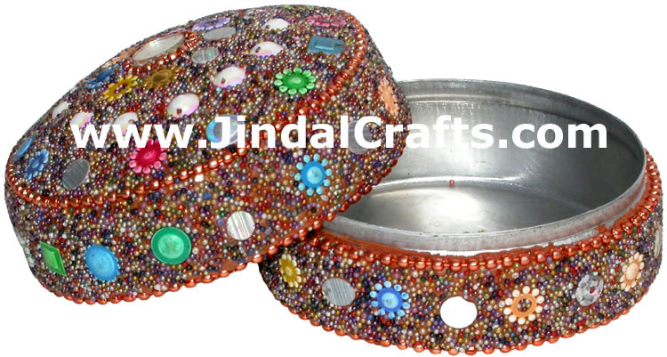 Set of 3 Handmade Trinket Boxes India Art