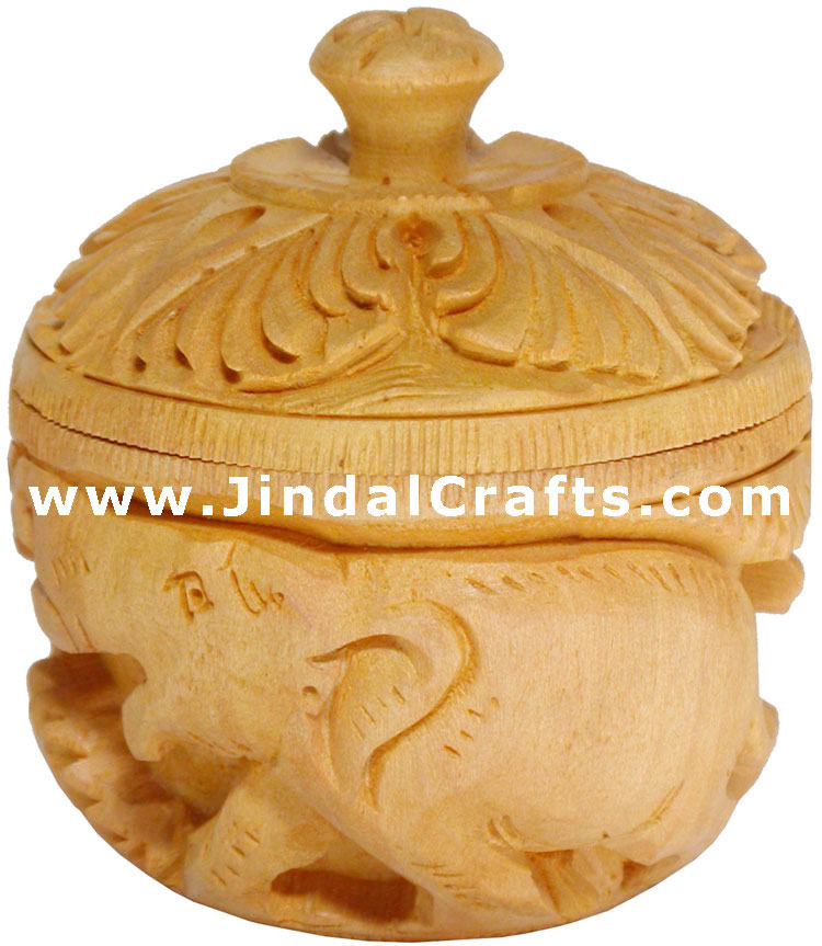 Hand Carved Wooden Small Box having Jungle Carving Art
