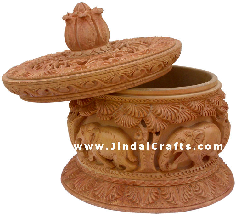 Hand Carved Jewelry / Multi Purpose Box Indian Wood Art