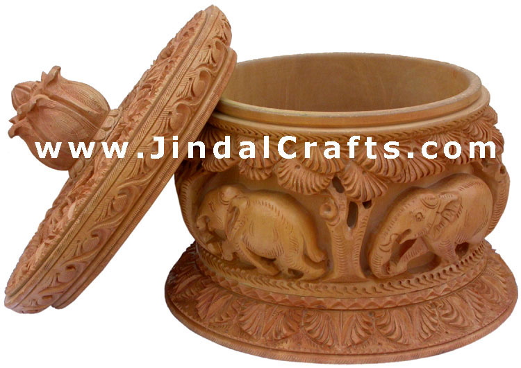 Hand Carved Jewelry / Multi Purpose Box Indian Wood Art