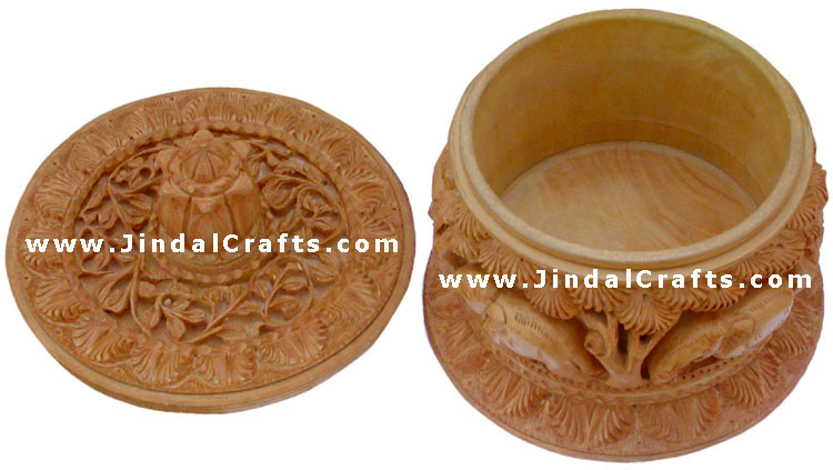Hand Carved Jewelry / Multi Purpose Box Indian Wood Art