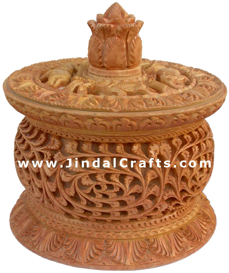 Hand Carved Jewelry / Multi Purpose Box Indian Wood Art