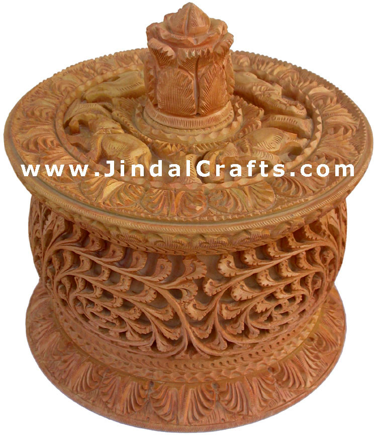 Hand Carved Jewelry / Multi Purpose Box Indian Wood Art
