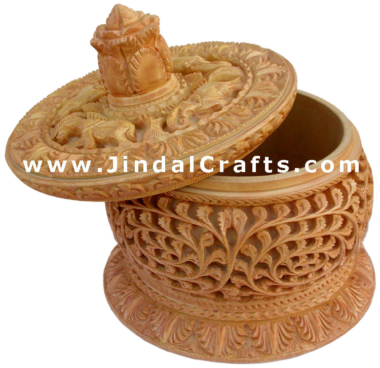 Hand Carved Jewelry / Multi Purpose Box Indian Wood Art