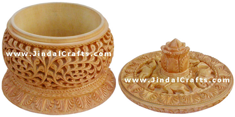 Hand Carved Jewelry / Multi Purpose Box Indian Wood Art