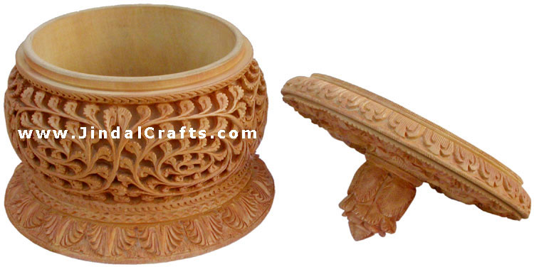 Hand Carved Jewelry / Multi Purpose Box Indian Wood Art