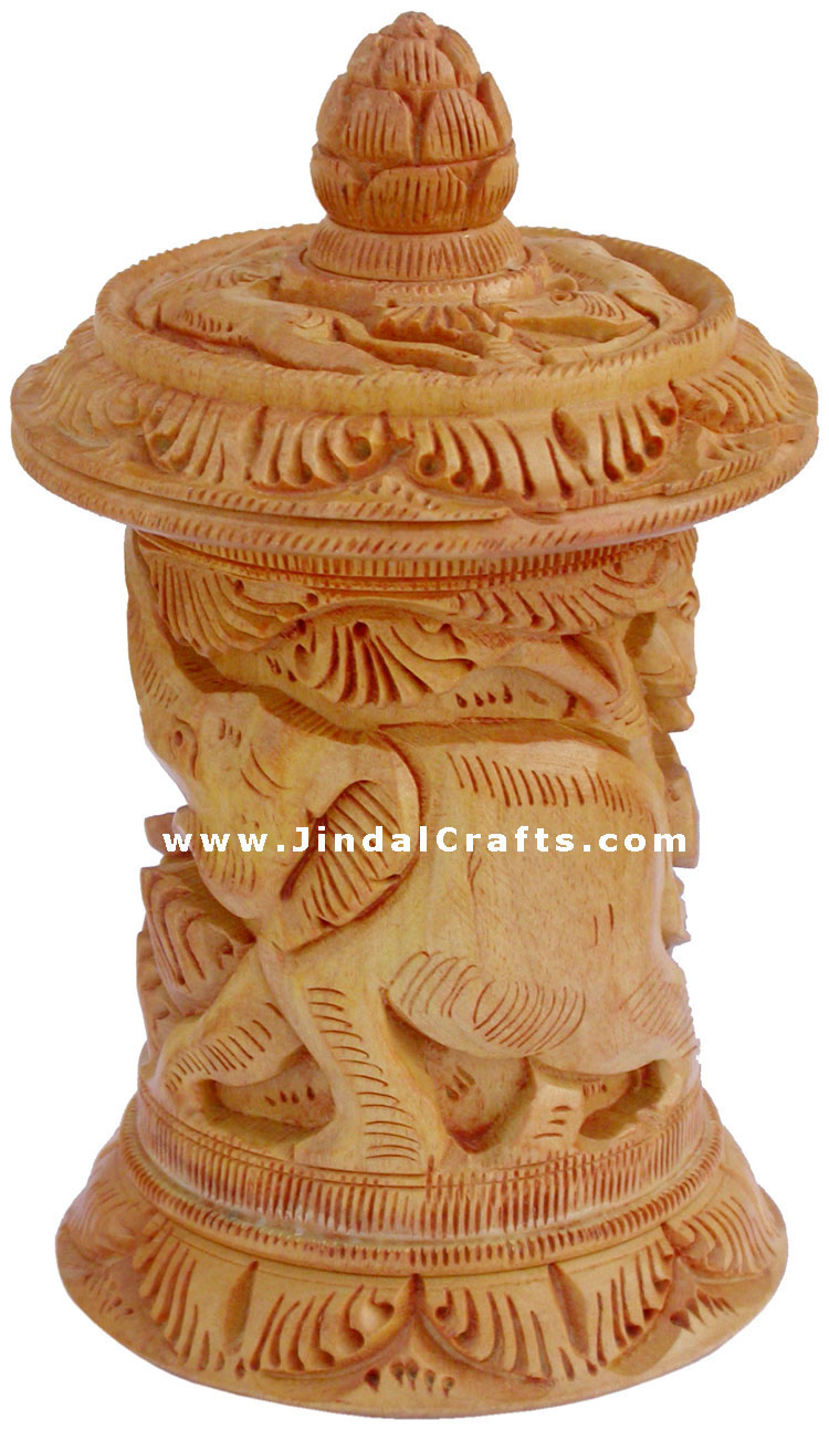 Hand Carved Jewelry / Multi Purpose Box Indian Wood Art