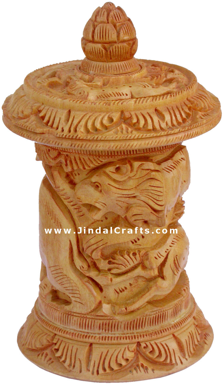 Hand Carved Jewelry / Multi Purpose Box Indian Wood Art