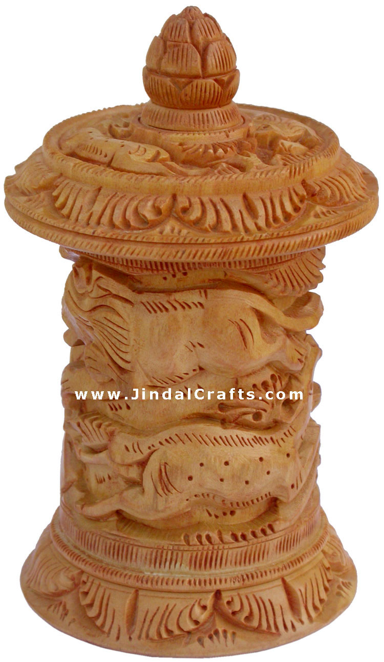Hand Carved Jewelry / Multi Purpose Box Indian Wood Art