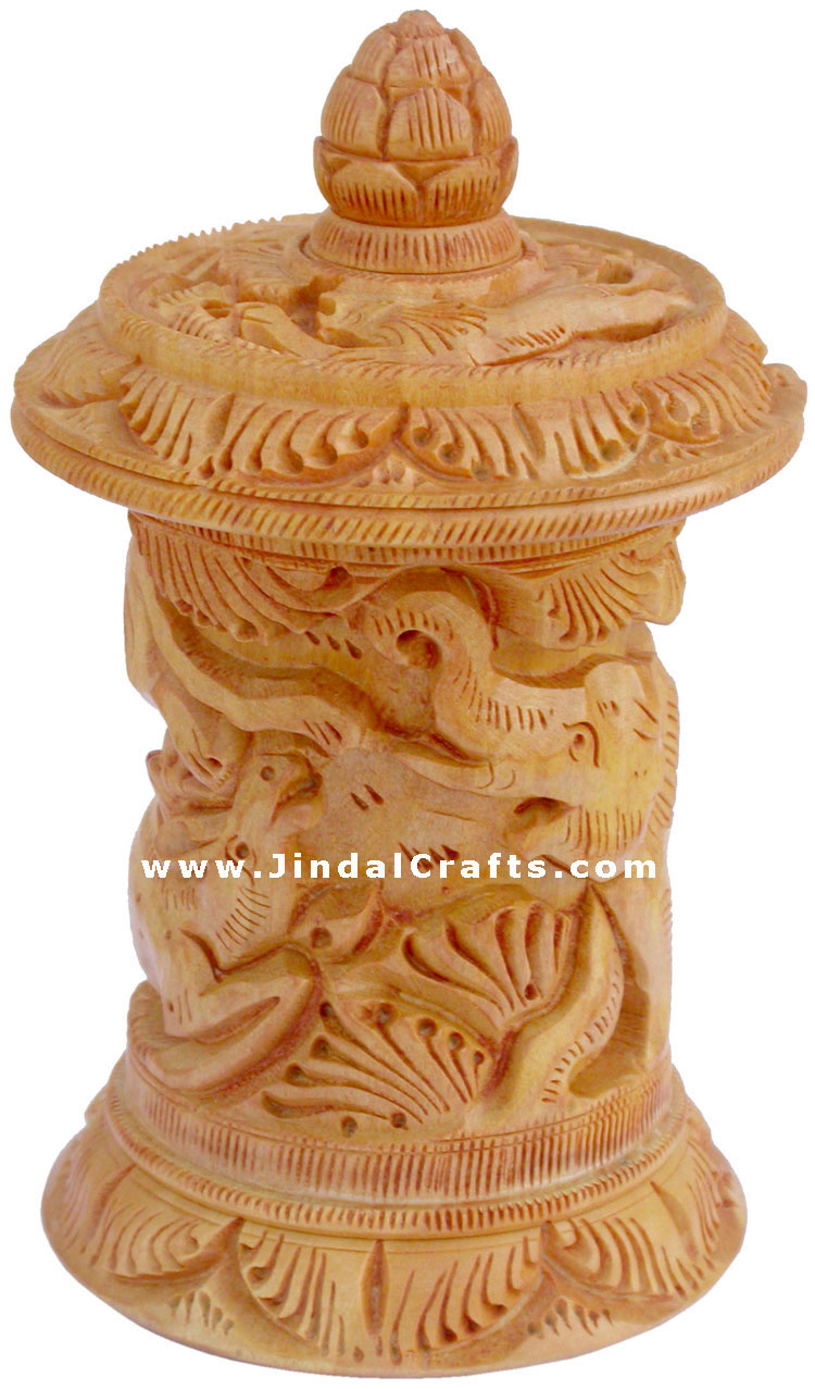 Hand Carved Jewelry / Multi Purpose Box Indian Wood Art