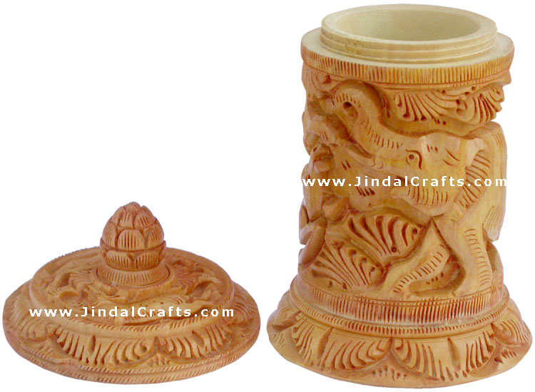 Hand Carved Jewelry / Multi Purpose Box Indian Wood Art