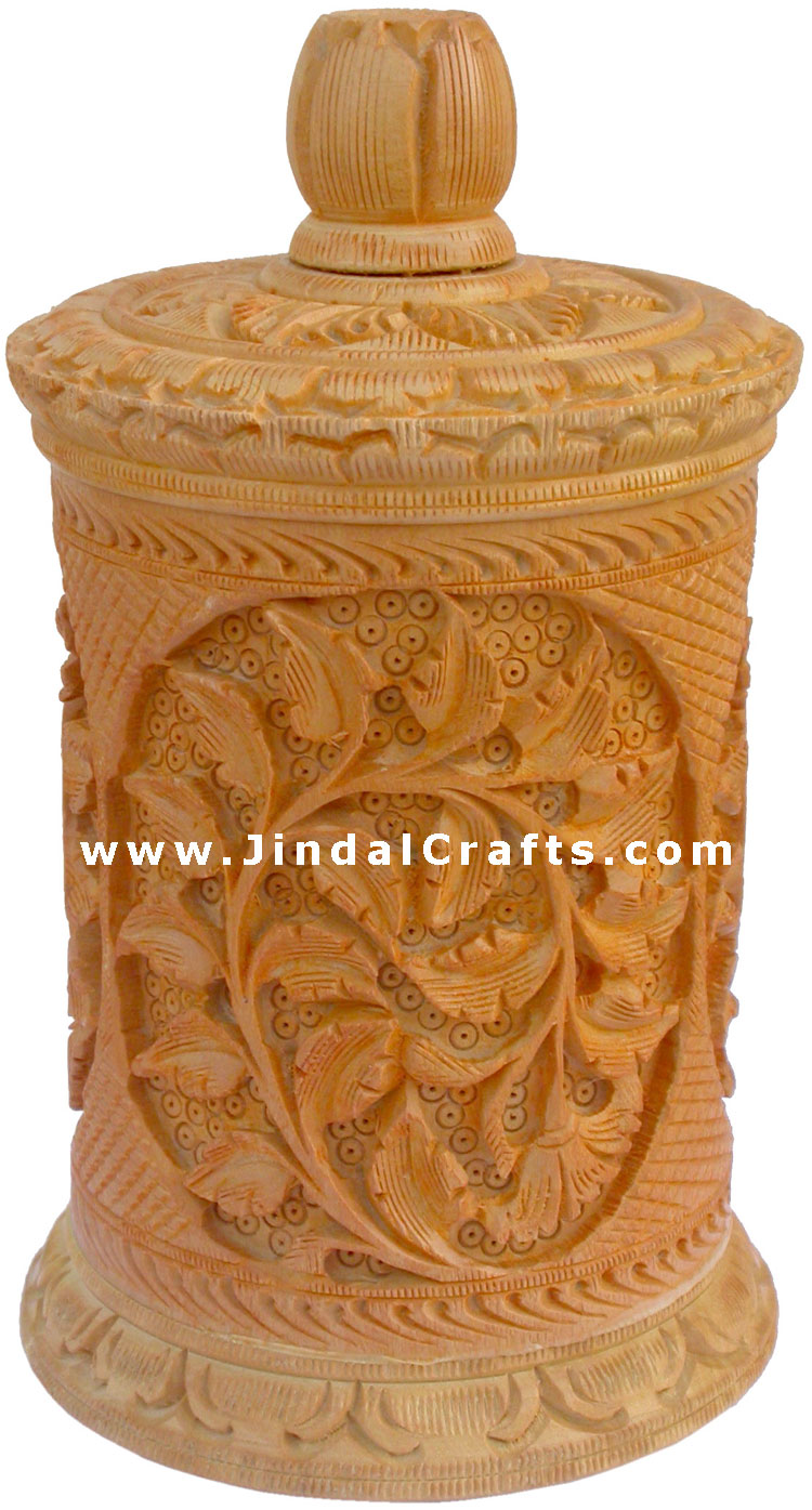 Hand Carved Jewelry / Multi Purpose Box Indian Wood Art