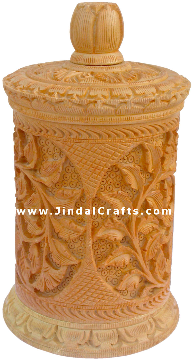 Hand Carved Jewelry / Multi Purpose Box Indian Wood Art
