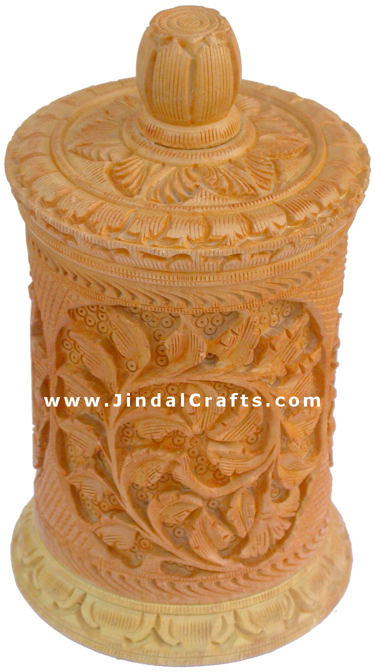 Hand Carved Jewelry / Multi Purpose Box Indian Wood Art
