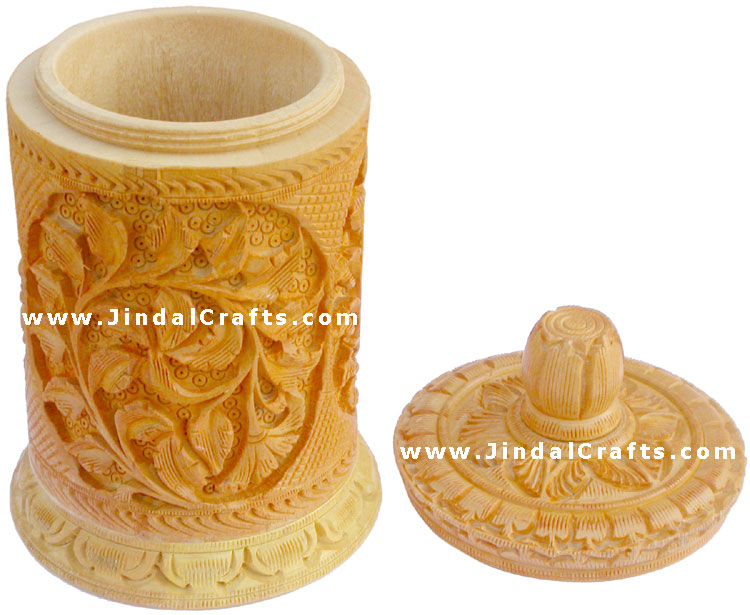 Hand Carved Jewelry / Multi Purpose Box Indian Wood Art
