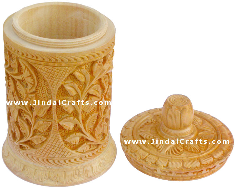 Multi Purpose Box Indian Hand Carved Wood Art by Artist
