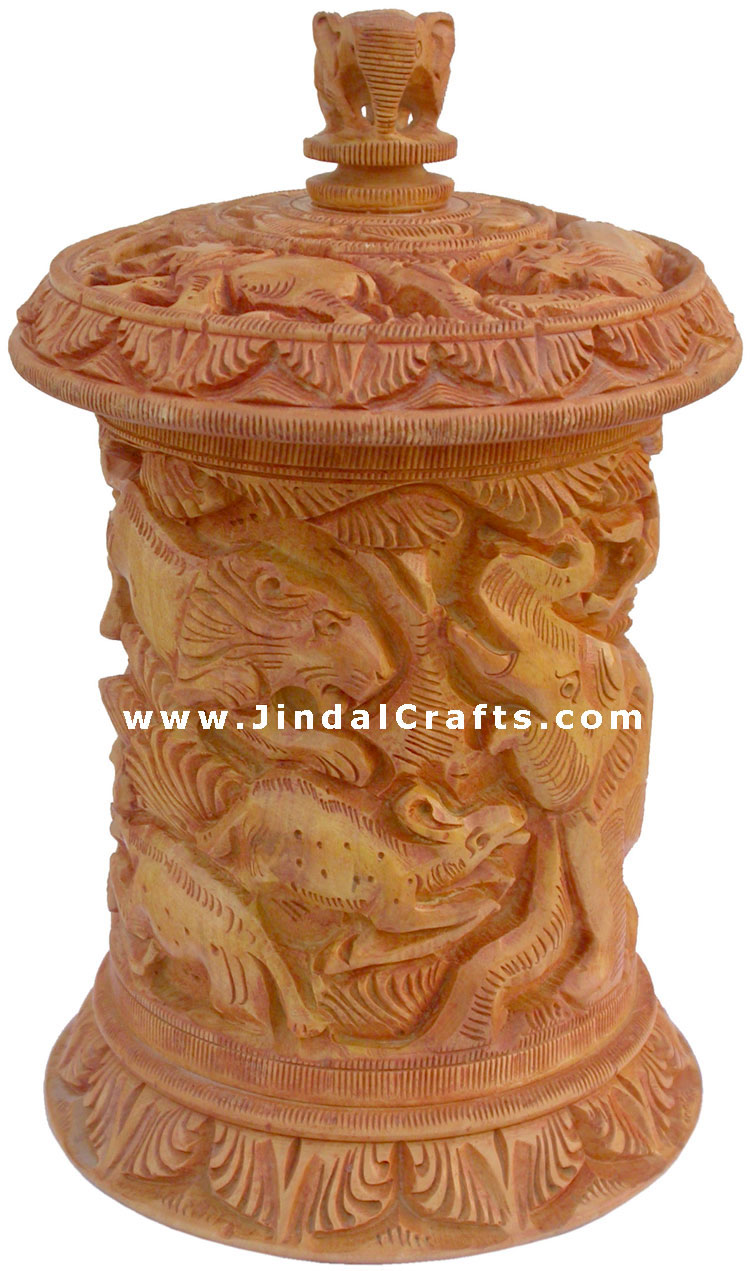 Hand Carved Multi Purpose Wooden Box India Fair Trade