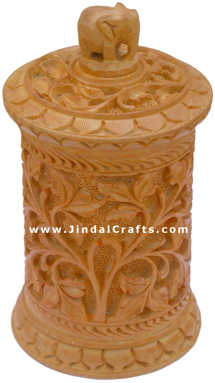 Hand Carved Wooden Multi Purpose Box Indian Traditional