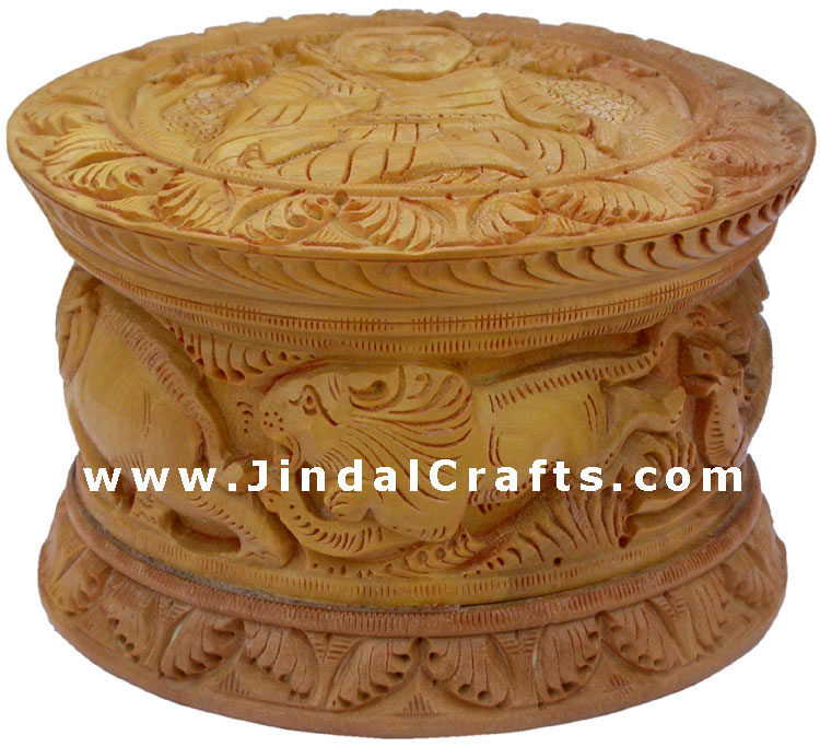 Hand Carved Wooden Multi Purpose Box India Fair Trade