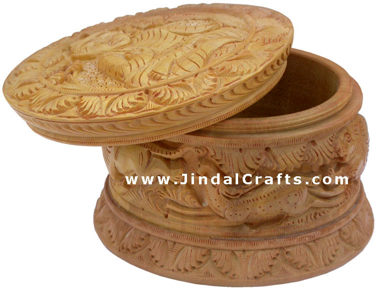 Hand Carved Wooden Multi Purpose Box India Fair Trade