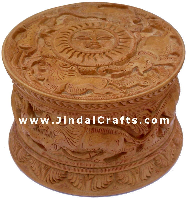 Hand Carved Wooden Multi Purpose Box India Fair Trade