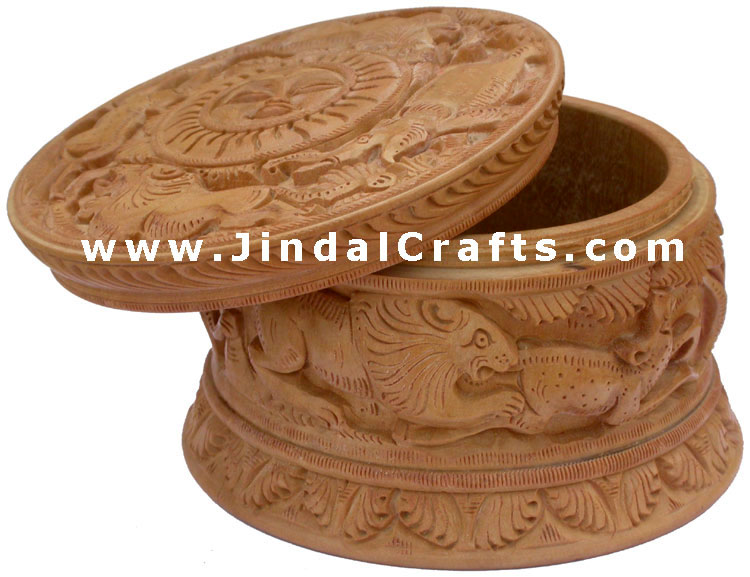 Hand Carved Wooden Multi Purpose Box India Fair Trade