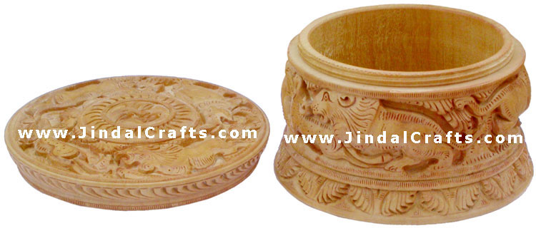 Hand Carved Wooden Multi Purpose Box India Fair Trade