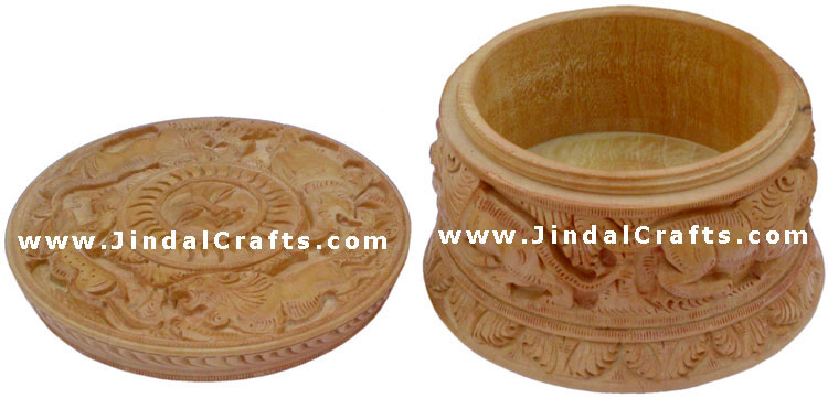 Hand Carved Wooden Multi Purpose Box India Fair Trade
