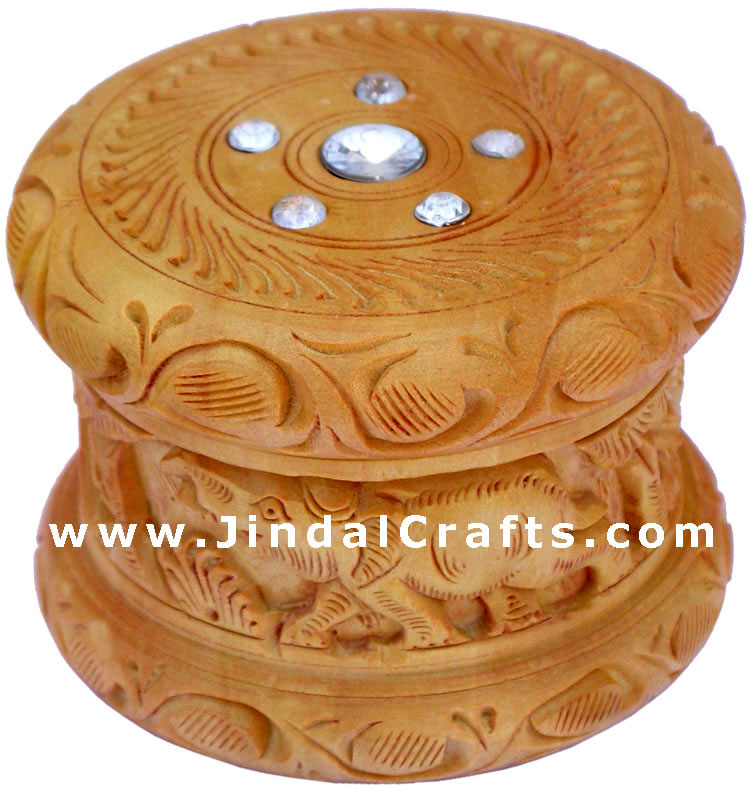 Hand Carved Wooden Multi Purpose Box India Fair Trade