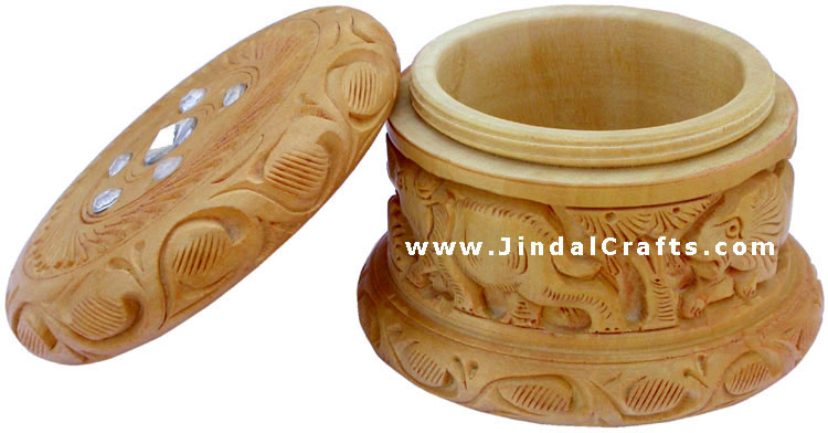 Hand Carved Wooden Multi Purpose Box India Fair Trade