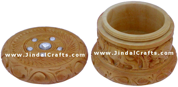 Hand Carved Wooden Multi Purpose Box India Fair Trade