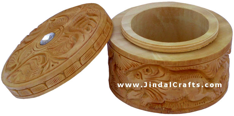 Hand Carved Wooden Multi Purpose Box India Fair Trade