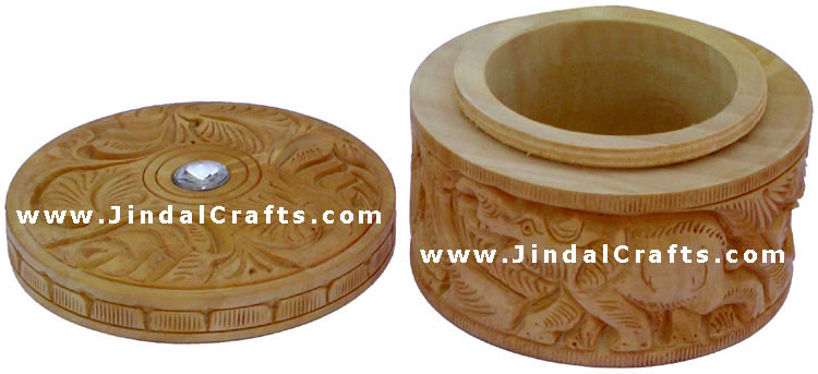 Hand Carved Wooden Multi Purpose Box India Fair Trade