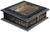 Hand Carved Wood and Metal Embossing Box India Artifact