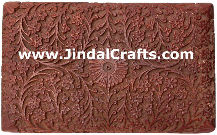 Hand Carved Wooden Decorative Jewelry Box Indian Art