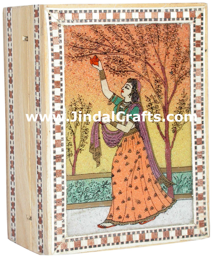 Gemstone Dust Painting Wedding Invitation Box India Art