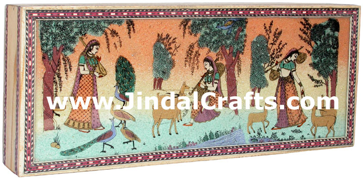 Gemstone Dust Painting Wedding Invitation Box India Art